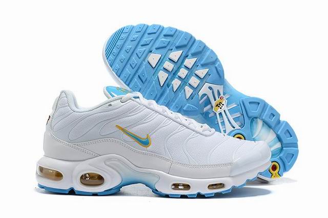 Nike Air Max Plus Tn Men's Running Shoes White Blue Yellow-32 - Click Image to Close